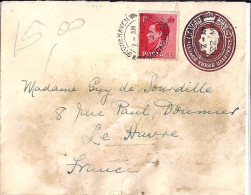 GRANDE BRETAGNE N° 206 S/ENTIER DE STONEHAVEN/22.3.37 POUR LA FRANCE - Storia Postale