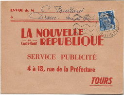 LETTRE AFFRANCHIE  N° 886 OBLITERATION DADUIN -5 LIGNES ONDULES -DROUE LOIR ET CHER -1954 - Oblitérations Mécaniques (Autres)