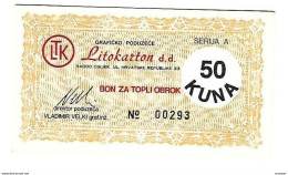 Croatia Osijek Litokarton Hot Meal 50 Kuna  Unc   With Stamp  C33 - Kroatië