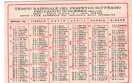 Calendarietto - Tempio Nazionale Del Perpetuo Suffragio - Pro Caduti Guerra - Militare E Civili - Roma - Anno 1955 - Petit Format : 1941-60
