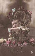 FANTAISIES - Bébés - Panier - Bonne Année - Fleurs - Carte Postale Ancienne - Baby's
