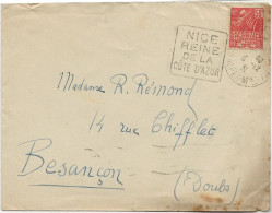 LETTRE AFFRANCHIE  N° 886 OBLITERATION DAGUIN - NICE REINE DE LA COTE D'AZUR - 1937 - Mechanical Postmarks (Other)