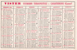 Calendarietto - Vister - Vismara Terapeutici - Casatenovo - Como - Anno 1956 - Petit Format : 1941-60