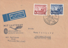 Messe-Luftpostbrief Mit MiNr. 518+519 Gest. LEIPZIG C1 MESSEFLUGHAFEN 07.3.56 -15 LEIPZIG-BRÜSSEL-MOSKAU - Airmail