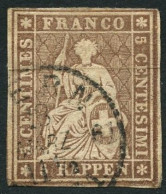 SUISSE - Z 22C 5 RAPPEN BRUN HELVETIA ASSISE - OBLITERE - Used Stamps