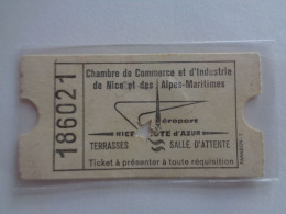 Ticket Aéroport Chambre De Commerce Et D'industrie NICE Airport Flughafen Aeropuerto Aeroporto - Autres & Non Classés