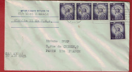 Lettre De Wichita Pour La France - 5 Tp Liberty N° 581 - Brieven En Documenten