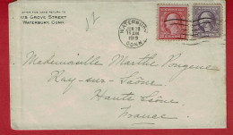 1919 - Lettre De Waterbury Pour La France - Tp N° 168 Et 169 - Cartas & Documentos