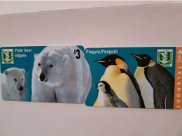 UNITED STATES /    DENMARK /AMERICA / PUZZLE / POLAR BEAR PINGUIN / AMERICA $3,- TELEMAX / / 5 Danske Kroner  ** 16209** - AT&T