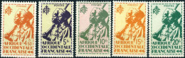 AFRICA OCCIDENTALE FRANCESE, SOLDATI COLONIALI, 1945 FRANCOBOLLI NUOVI (MLH*) Scott 31-35 - Ungebraucht