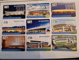 SOUTH AFRIKA  9X CHIPCARDS  25 R STADIONS OF WORLD CUP 2010 SOCCER/    Used  Chipcards     **16213** - Sudafrica