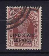 India - Jind: 1939/43   KGVI 'Jind State Service' OVPT   SG O74  ½a  Red-brown  Used - Jhind