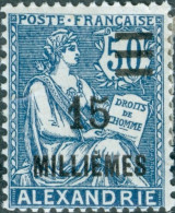 ALESSANDRIA – ALEXANDRIA, TIPO MOUCHON SOPRASTAMPATO, 1925, NUOVO (MLH*) Mi:FR-ALE 70, Sn:FR-ALE 70, Yt:FR-ALE 71 - Unused Stamps