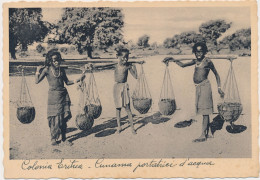 COLONIA ERITREA - RAGAZZI CUNAMA PORTATRICI D'ACQUA   - 1925 Old Postcard - Erythrée