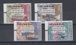 Schweiz 2001, FRAMA-ATM Transportmittel Der Post, Mi-Nr. 11-14 Mit ET-O - Automatic Stamps