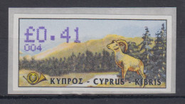 Zypern Amiel-ATM 1999  Mi-Nr. 4 Aut.-Nr. 004 Wert 0,41 ** - Sonstige & Ohne Zuordnung