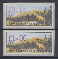 Zypern Amiel-ATM 1999  Mi-Nr. 4 Aut.-Nr. 006 Werte 0,14 Und 1,00 ** - Autres & Non Classés