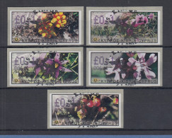 Zypern ATM Wildblumen 2002, Mi.-Nr. 5-9 Aut.-Nr. 006 Je Eine ATM Mit ET-O - Sonstige & Ohne Zuordnung
