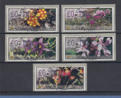 Zypern ATM Wildblumen 2002, Mi.-Nr. 5-9 Aut.-Nr. 004 Je Eine ATM Mit ET-O - Autres & Non Classés