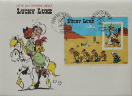 76 - Rouen Bloc Fête Du Timbre Sur Grande Enveloppe Lucky Luke YT BF 55 - 2003 - Andere & Zonder Classificatie