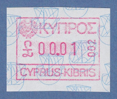 Zypern Frama-ATM 1989 Aut-Nr. 002 Aus OA Wert 00,01 ** - Sonstige & Ohne Zuordnung