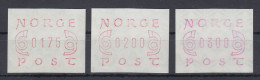 Norwegen ATM Mi.-Nr. 2.1 (schmale 0)  Satz 175-200-300 Versch Farben, ** - Viñetas De Franqueo [ATM]