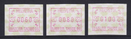 Schweiz 1995, FRAMA-ATM BASLER TAUBE '95 Mi-Nr. 6 Satz 60-80-100 ** - Automatenzegels