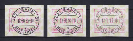 Schweiz 1995, FRAMA-ATM BASLER TAUBE '95 Mi-Nr. 6 Satz 60-80-100 ET-O - Automatenmarken