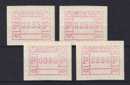 Schweiz 1990, FRAMA-ATM Postembleme Gelb,  Mi-Nr. 4 Satz 35-50-80-90 ** - Timbres D'automates