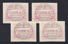 Schweiz 1990, FRAMA-ATM Postembleme Gelb,  Mi-Nr. 4.2 Satz 35-50-80-90 ET-O - Francobolli Da Distributore