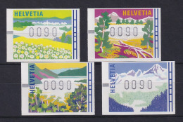 Schweiz 1996, FRAMA-ATM Landschaften Jahreszeiten, Mi-Nr. 7-10 Je Wert 0090 ** - Timbres D'automates