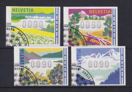Schweiz 1996, FRAMA-ATM Landschaften Jahreszeiten, Mi-Nr. 7-10 Je Wert 0090 O - Francobolli Da Distributore