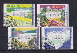 Schweiz 1996, FRAMA-ATM Landschaften Jahreszeiten, Mi-Nr. 7-10 Je Wert 0090 O - Automatenmarken