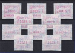 Zypern Frama-ATM 1989 Aut-Nr. 001 Und 002 Aus OA Je Satz 5 Werte 5-7-15-18-20 ** - Altri & Non Classificati