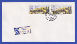 Zypern Amiel-ATM 1999 Mi-Nr. 4 Aut.-Nr.004 Werte 1,00 Und 0,14 Auf Blanco-FDC  - Sonstige & Ohne Zuordnung