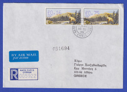 Zypern Amiel-ATM 1999 Mi-Nr. 4 Aut.-Nr.006 Werte 0,16 Und 0,75 Auf R-FDC Nach GR - Altri & Non Classificati