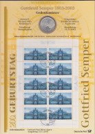 Bundesrepublik Numisblatt 6/2003 Semperoper Dresden Mit 10-Euro-Silbermünze - Collections