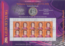 Bundesrepublik Numisblatt 1/2006 Mozart Mit 10-Euro-Silbermünze - Sammlungen