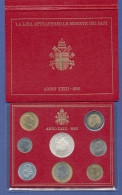 Vatikan Letzter Lira-Kursmünzensatz 2001, 8 Münzen Im Folder, Versch. Päpste. - Vatican