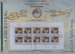 Bundesrepublik Numisblatt 1/2008 Carl Spitzweg Mit10-Euro-Silbermünze - Sammlungen