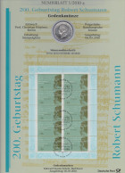 Bundesrepublik Numisblatt 1/2010 Robert Schumann Mit 10-Euro-Silbermünze - Collections