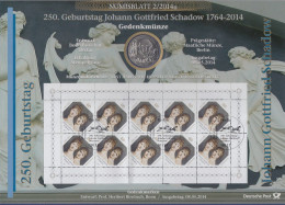 Bundesrepublik Numisblatt 2/2014 J. Gottfried Schadow Mit 10-Euro-Gedenkmünze - Collezioni