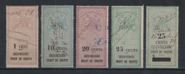 LOT De 5 TIMBRES FISCAUX OBLITÉRÉS De COCHINCHINE " DROIT DE GREFFE " Dont 1 TIMBRE SURCHARGE - Usados