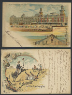 Blankenberge, 2 Litho's, Casino En Pier + Souvenir (2 Stuks) - Other & Unclassified