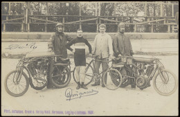 Wielrennen, Quignard Met 2 Gangmakers W.o. Alois Stiploscheck, Achterzijde Kaart Laatst Gericht Aan Zijn Vrouw Lotte (1  - Cycling