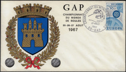 France 1967. Championnat De France, Jeu De Boules, Gap. Main Tenant Une Boule - Boule/Pétanque