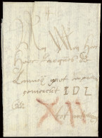 1688 Voorloper Met Inhoud, Vanuit Gent, Naar Antwerpen, Port XII In Rood Krijt, Manuscript Cito Cito, Met Bodemerk IDL ( - 1621-1713 (Spanische Niederlande)