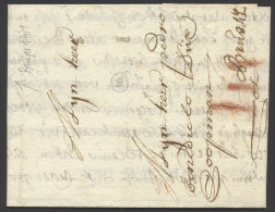 1701 Voorloper Met Inhoud, Vanuit Brugge Naar Brussel, Port 4 Krijtstrepen. Brief Getekend Door 'Douairiere De Coots'. I - 1621-1713 (Países Bajos Españoles)