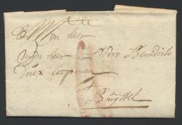 1703 Voorloper Met Inhoud, Vanuit Ghent, Dd. 28 April Naar Brussel, Port 2 Rode Krijtstrepen, Zm - 1621-1713 (Países Bajos Españoles)