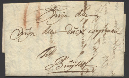 1706 Voorloper Met Inhoud, Vanuit Ghent, Dd. 29 December Naar Brussel, Port 2 Rode Krijtstrepen, Zm - 1621-1713 (Spanische Niederlande)